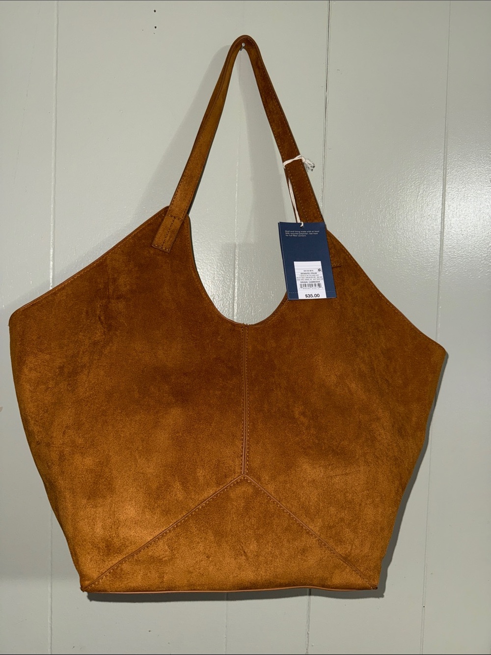 Target Suede Shoulder Tote in Cognac
